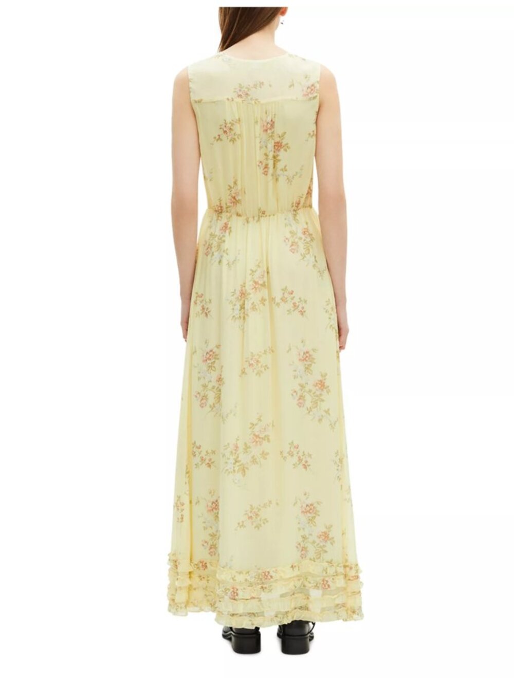 The Kooples V Neck Ruffle Maxi Dress Yellow Size 1 S NWT - Picture 5 of 5